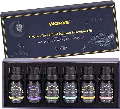 Coffret d'huiles essentielles worve 6 x 10 ml huiles d'aromathérapie 100 % pures et naturelles. DIAYTAR COTE D'IVOIRE  - Votre source infaillible pour des achats discount en ligne. Explorez notre catalogue en constante évolution et découvrez des produits variés pour la maison, des appareils électroménagers essentiels, des gadgets sophistiqués et bien plus encore. Profitez de nos offres attractives et renouvelez votre intérieur, votre look et votre vie sans vous ruiner !