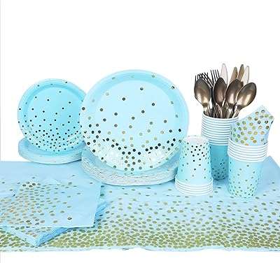 Beauty 71 pièces fournitures de fête jetables à pois dorés assiettes en papier. DIAYTAR COTE D'IVOIRE  - Votre destination en ligne pour des achats malins. Avec notre sélection de produits discount, allant de la maison à l'électronique, de la mode à l'informatique, vous pouvez économiser tout en comblant vos besoins. Ne manquez pas nos offres spéciales et réalisez des économies considérables dès aujourd'hui!
