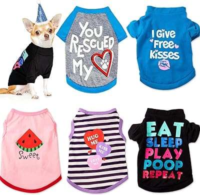 Tomface 5 pièces t shirts d'été pour animaux de compagnie chemises pour chiens. Ne cherchez plus ailleurs, DIAYTAR COTE D'IVOIRE  est là pour vous offrir des produits à prix cassés. Parcourez notre boutique en ligne et découvrez notre large sélection de produits allant de la maison à l'électroménager, de l'informatique à la mode. Profitez de nos prix discount exceptionnels pour réaliser de grandes économies.