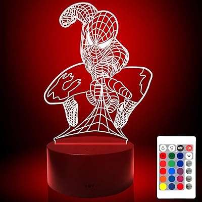 Lampe de nuit 3d spiderman 16 couleurs changeantes avec télécommande tactile veilleuse led pour chambre. DIAYTAR COTE D'IVOIRE  est votre destination en ligne pour des offres incroyables. Parcourez notre collection variée de produits discount, comprenant des articles pour la maison, l'électroménager, l'informatique, la mode et les gadgets, et découvrez des prix imbattables qui correspondent à toutes les bourses.