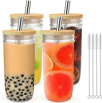 Tasse en verre précieuse 4 pièces avec couvercles en bambou paille de 650. Ne payez plus le prix fort pour vos achats en ligne, choisissez DIAYTAR COTE D'IVOIRE  et économisez ! Découvrez notre boutique en ligne généraliste offrant une multitude de produits discount, allant des articles pour la maison aux dernières tendances mode en passant par l'informatique et les gadgets. Faites des économies sur tous vos achats sans compromis sur la qualité.