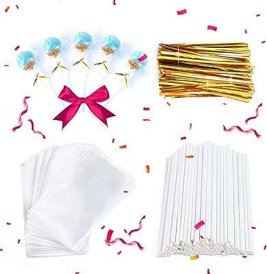100 bâtonnets de cake pop et sachets attaches torsadées métalliques colorées pour faire des sucettes. DIAYTAR COTE D'IVOIRE  vous propose une expérience de shopping en ligne à petit budget sans compromettre la qualité. Découvrez notre sélection diversifiée de produits discount, allant de l'informatique aux gadgets branchés, en passant par les articles pour la maison et bien plus encore. Faites des économies intelligentes et restez dans la tendance avec DIAYTAR COTE D'IVOIRE .