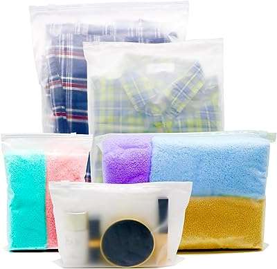 15 sacs de rangement de voyage (5 tailles) en plastique imperméables réutilisables