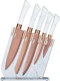 Tower t81534wr ensemble de couteaux de cuisine avec support en acrylique acier. DIAYTAR COTE D'IVOIRE  - L'adresse incontournable des chasseurs de bonnes affaires en ligne. Découvrez notre large gamme de produits à prix discount, allant des gadgets innovants aux appareils électroménagers dernier cri. Faites des économies sans sacrifier vos envies !