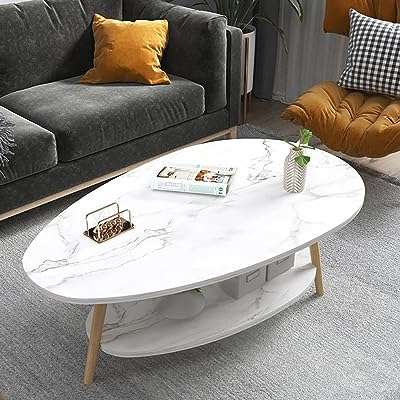 Table basse dosala ovale en bois avec étagères ouvertes pour le rangement et l'affichage. DIAYTAR COTE D'IVOIRE  - votre partenaire pour un shopping discount en ligne réussi. Parcourez notre assortiment complet de produits discount, incluant tout ce dont vous avez besoin pour la maison, l'électroménager, l'informatique, la mode et les gadgets. Profitez de nos prix avantageux et faites des économies sur vos achats en ligne, sans compromis sur la qualité.