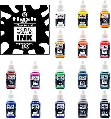 Encre acrylique flash lot de 16 couleurs bouteille (20 ml 07 fl oz) avec des pigments. DIAYTAR COTE D'IVOIRE  - La solution idéale pour des achats discount en ligne. Explorez notre gamme complète de produits pour la maison, l'électroménager, l'informatique, la mode et les gadgets, et bénéficiez de tarifs compétitifs. Simplifiez votre expérience d'achat avec notre boutique en ligne conviviale et découvrez des offres imbattables.
