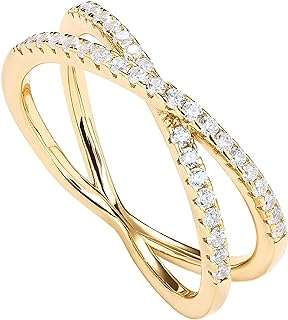 Bague en forme de x lemimi en argent sterling 925 plaqué or 14 carats pour femme