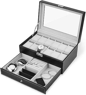 Boîte à bijoux double couche et tiroir pour présentoir de montres. DIAYTAR COTE D'IVOIRE  vous propose une expérience de shopping inoubliable : explorez notre boutique en ligne pour trouver des réductions incroyables sur des produits pour la maison, l'électroménager, l'informatique et la mode. Ne sacrifiez pas la qualité pour des économies, grâce à DIAYTAR COTE D'IVOIRE !