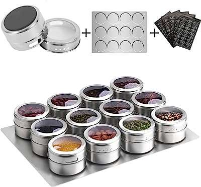 Bocaux à épices magnétiques ayola de 12 pièces avec base murale récipient magnétique en acier. DIAYTAR COTE D'IVOIRE  - Votre destination en ligne pour des offres discount sur tout ! Parcourez notre vaste sélection de produits pour équiper votre maison avec des électroménagers, des articles de mode tendance et même des gadgets technologiques, le tout à des prix incroyables. Ne manquez pas nos super promotions et économisez dès aujourd'hui !