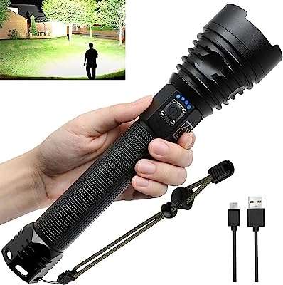 Lampe de poche led rechargeable haute luminosité 100 000 lumens avec 5. DIAYTAR COTE D'IVOIRE  - le secret des bonnes affaires en ligne. Simplifiez vos achats et réalisez des économies substantielles grâce à notre sélection éclectique comprenant des articles pour votre maison, des gadgets high-tech, des produits informatiques et des vêtements branchés, tous à des prix imbattables.