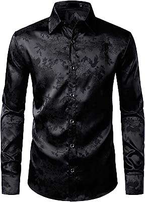 Chemises de bal à manches longues en jacquard floral en satin brillant pour hommes. Faites des économies en un clic avec DIAYTAR COTE D'IVOIRE  - votre guichet unique pour tous vos besoins en produits discount. Explorez notre sélection diversifiée, allant de l'informatique à l'électroménager, et obtenez les articles dont vous avez besoin sans vous ruiner.