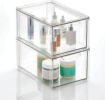 Boîte de rangement empilable en plastique pour salle de bain mdesign avec tiroir. Découvrez DIAYTAR COTE D'IVOIRE, la boutique en ligne généraliste qui propose une large sélection de produits à prix réduits : de l'électroménager à la mode en passant par l'informatique, trouvez tout ce dont vous avez besoin sans vous ruiner !