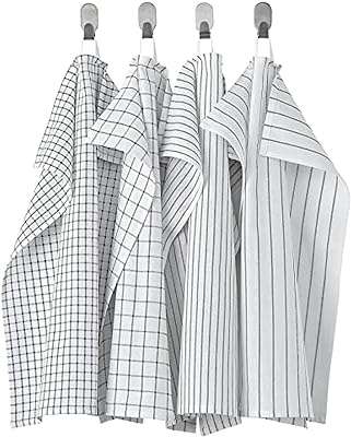 4 torchons de cuisine blanc gris foncé 45 x 60 cm. Besoin de produits à petit prix ? DIAYTAR COTE D'IVOIRE  vous propose une large sélection d'articles discount, allant de la maison à l'électroménager en passant par l'informatique, la mode et les gadgets. Faites des économies en faisant vos achats chez nous !