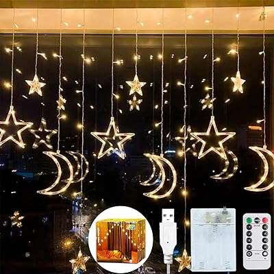 Rideau à cordes étoiles teux de 35 m de longueur lumières du ramadan lunes et étoiles. DIAYTAR COTE D'IVOIRE  - Votre solution en ligne pour des achats malins à petit prix. Explorez notre vaste gamme de produits discount, des indispensables pour la maison aux dernières nouveautés en matière d'informatique, de mode et de gadgets. Économisez sans compromis sur la qualité en choisissant notre boutique en ligne.