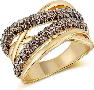Bagues croisées pour femmes large bague torsadée en marcassite noire or. DIAYTAR COTE D'IVOIRE  : votre destination shopping discount ! Découvrez notre boutique en ligne généraliste qui vous offre une multitude de produits à prix cassés, allant de l'électroménager à l'informatique en passant par la mode et les gadgets. Faites le choix du meilleur rapport qualité-prix et trouvez tout ce dont vous avez besoin en visitant notre site dès maintenant !