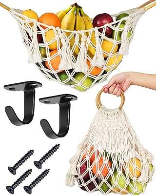 Cuisine sous armoire hamac à fruits en macramé balançoire banane avec crochets. DIAYTAR COTE D'IVOIRE  vous offre des produits discount exceptionnels, sans compromis sur la qualité. Parcourez notre sélection variée comprenant des appareils électroménagers fiables, des gadgets innovants et des tendances mode à des prix défiant toute concurrence.