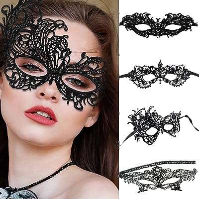 Masque pour les yeux en dentelle pour femmes 4 pièces masques de mascarade. DIAYTAR COTE D'IVOIRE, votre partenaire shopping pour des bonnes affaires au quotidien. Profitez de notre large sélection de produits de qualité à prix réduits, allant des appareils électroménagers indispensables aux dernières tendances de la mode, en passant par les gadgets high-tech et les accessoires informatiques incontournables.