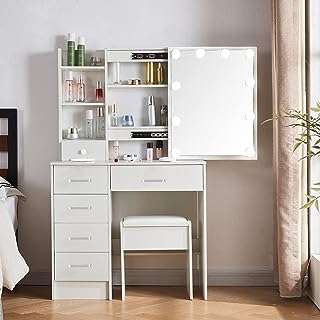 Ensemble de coiffeuse chenhongli avec miroir coulissant éclairé maquillage moderne avec 5 tiroirs et tabouret. Besoin de faire des économies ? Faites confiance à DIAYTAR COTE D'IVOIRE, la boutique en ligne discount idéale pour toutes vos envies. Parcourez notre gamme complète de produits, allant de la maison à l'électroménager, de l'informatique à la mode et aux gadgets, et découvrez des offres irrésistibles. Achetez en toute confiance, car la satisfaction de nos clients est notre priorité absolue.