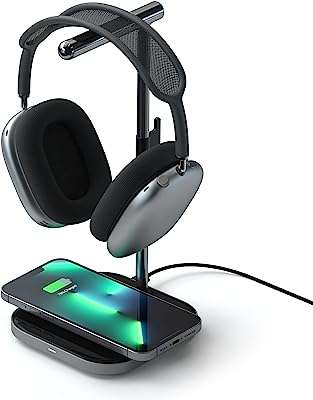 Support pour casque satechi 2 en 1 avec chargeur sans fil port de sortie. DIAYTAR COTE D'IVOIRE  - la solution pour des achats discount en ligne simples et rapides. Trouvez tout ce dont vous avez besoin sans vous ruiner, de la maison à l'électroménager en passant par l'informatique et la mode. Profitez de nos prix compétitifs et faites des économies dès maintenant.