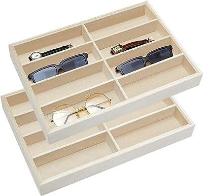 Amilove 2 pièces organisateur de rangement de lunettes de soleil plateaux velours empilable. En quête de produits discount de qualité ? DIAYTAR COTE D'IVOIRE  est là pour vous satisfaire ! Explorez notre boutique en ligne et découvrez notre vaste gamme de produits pour la maison, l'électroménager, l'informatique et la mode. Obtenez des articles de dernière tendance à des prix incroyables et faites des économies substantielles.