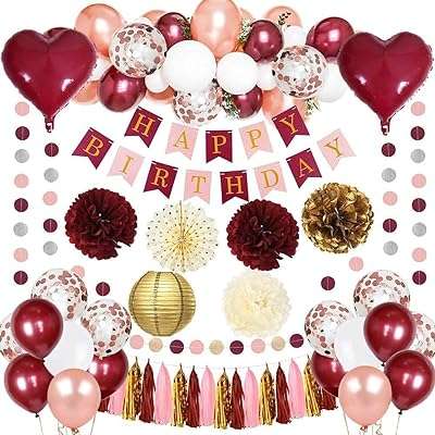 Décorations de fête d'anniversaire pour femmes bordeaux avec or rose ballons en latex. DIAYTAR COTE D'IVOIRE  est votre complice pour des achats malins. Explorez notre boutique en ligne et dénichez des affaires incroyables sur une gamme variée de produits, allant de l'informatique à la maison en passant par la mode. Optez pour des produits de qualité à prix discount, sans compromis.