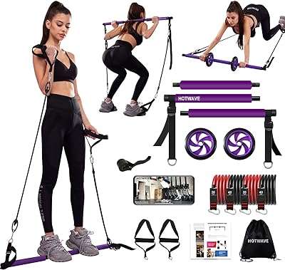 Ensemble de barres hotwave pilates avec bandes de résistance. barre de fitness avec poulie. DIAYTAR COTE D'IVOIRE  - optimisez votre budget sans sacrifier la qualité ! Découvrez notre sélection discount allant des articles de mode aux équipements électroménagers, pour des économies garanties.