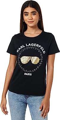 T shirt à sequins manches courtes karl lagerfeld pour femme. DIAYTAR COTE D'IVOIRE  vous propose une expérience de shopping en ligne à petit budget sans compromettre la qualité. Découvrez notre sélection diversifiée de produits discount, allant de l'informatique aux gadgets branchés, en passant par les articles pour la maison et bien plus encore. Faites des économies intelligentes et restez dans la tendance avec DIAYTAR COTE D'IVOIRE .