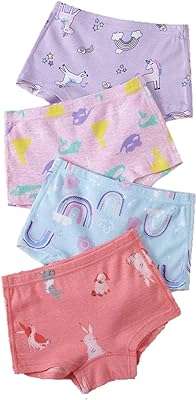 Lot de 4 boxers pour bébés filles 100 % coton pour enfants