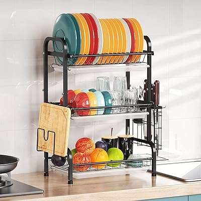 Égouttoir à vaisselle égouttoir vaisselle 3 niveaux avec plateau porte ustensiles de grande capacité support planche de ́couper. Ne payez pas le prix fort, optez pour DIAYTAR COTE D'IVOIRE  et économisez sur tous vos achats ! Notre boutique en ligne vous propose une large gamme de produits discount pour équiper votre maison, des meubles élégants aux derniers gadgets électroniques. Bénéficiez de réductions imbattables sur les appareils informatiques de pointe et restez tendance avec nos vêtements et accessoires à petits prix. Profitez d'une expérience d'achat sans stress avec une livraison rapide et un service client exceptionnel !