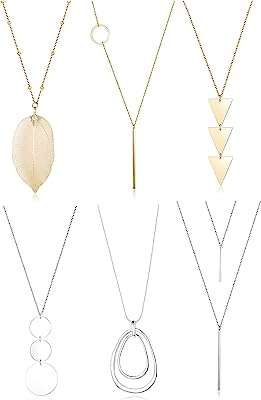 Vanran jewelry 6 pièces ensemble de collier long barre cercle feuille. À la recherche de bonnes affaires ? DIAYTAR COTE D'IVOIRE  est là pour vous aider ! Découvrez notre boutique en ligne remplie de produits discount, des dernières tendances en mode aux gadgets les plus recherchés. Ne manquez pas nos prix imbattables !