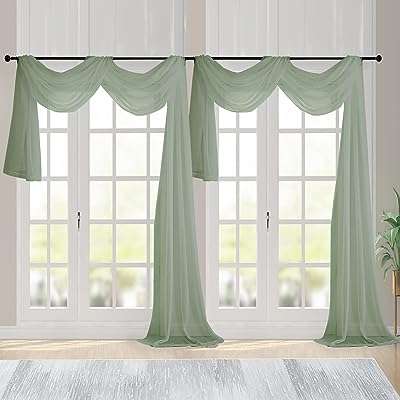 Chyhomenyc lot de 2 rideaux de fenêtre transparents vert sauge de 132 pouces. Trouvez tout ce dont vous avez besoin à des prix imbattables chez DIAYTAR COTE D'IVOIRE  - une boutique en ligne généraliste qui vous propose des produits discount pour la maison, l'électroménager, l'informatique et plus encore.