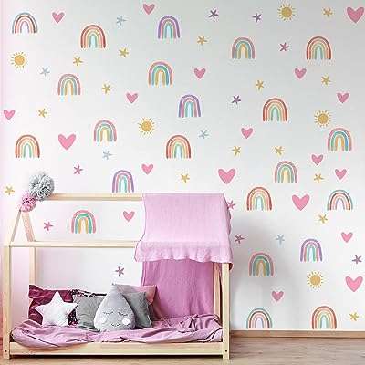 Stickers muraux bohème arc en ciel mini aquarelle cœurs étoiles solaires pour filles. À la recherche de bons plans pour équiper votre maison à moindre coût ? DIAYTAR COTE D'IVOIRE  est là pour vous ! Découvrez notre sélection de produits discount pour la maison, de l'électroménager à la décoration, et profitez de prix imbattables tout au long de l'année.