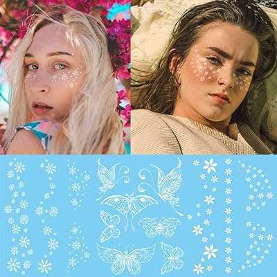 Tatouages ​​temporaires blancs pour le visage pour femmes et filles faux autocollants créatifs en dentelle. DIAYTAR COTE D'IVOIRE  - la boutique en ligne par excellence pour des achats malins. Explorez notre gamme complète de produits discount, allant des indispensables pour la maison à la dernière technologie, sans oublier les dernières tendances mode. Économisez gros en achetant intelligemment avec nous.