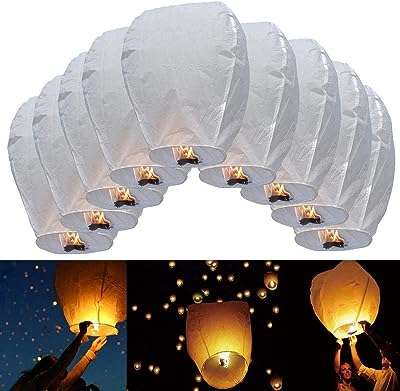 Lanternes célestes ballons chinois 9 pièces blanc