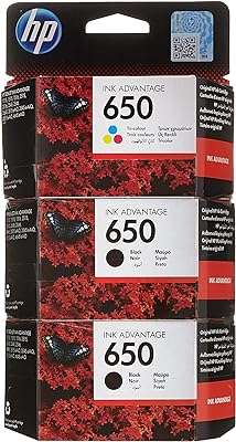 Pack de 2 cartouches d'encre noire hp 650 et 1 cartouche. Avec DIAYTAR COTE D'IVOIRE, vous pouvez profiter de produits discount de qualité supérieure sans compromettre votre budget. Notre boutique en ligne propose une vaste sélection d'articles, allant des essentiels pour la maison aux gadgets dernier cri, tous proposés à des prix compétitifs pour vous offrir un véritable rapport qualité-prix.