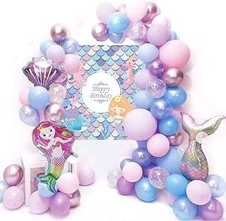 37 pièces de décorations d'anniversaire de sirène fournitures de fête y compris des ballons un ballon