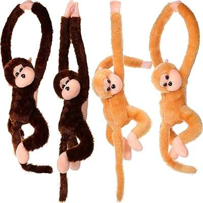 Lot de 4 singes en peluche à suspendre avec clips velcro pour les mains. À la recherche de bons plans pour équiper votre maison à moindre coût ? DIAYTAR COTE D'IVOIRE  est là pour vous ! Découvrez notre sélection de produits discount pour la maison, de l'électroménager à la décoration, et profitez de prix imbattables tout au long de l'année.