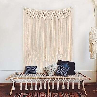 Tenture murale en macramé 39" x 43" (100 110 cm) grande. DIAYTAR COTE D'IVOIRE  - Votre solution en ligne pour des achats malins à petit prix. Explorez notre vaste gamme de produits discount, des indispensables pour la maison aux dernières nouveautés en matière d'informatique, de mode et de gadgets. Économisez sans compromis sur la qualité en choisissant notre boutique en ligne.