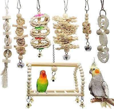 Un ensemble de 7 jouets à balançoire et mâcher pour cage perroquets en bois. Parcourez DIAYTAR COTE D'IVOIRE, votre plateforme en ligne incontournable pour l'achat de produits discount. Que vous recherchiez des articles pour votre maison, des outils électroniques ou des accessoires de mode, nous avons tout ce qu'il vous faut à des prix incroyables, sans compromettre la qualité.