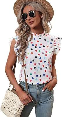 Chemisier de bureau à volants manches courtes et col volanté pois georgeliter pour femme. Vous recherchez des cadeaux à prix abordable pour vos proches ? DIAYTAR COTE D'IVOIRE  a tout pour vous plaire. Explorez notre gamme de gadgets discount, des articles les plus insolites aux innovations technologiques les plus recherchées. Offrez des cadeaux originaux et faites des économies avec DIAYTAR COTE D'IVOIRE .