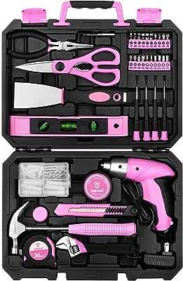 Ensemble d'outils de bricolage ménager décoratif de 98 pièces rose avec sac de rangement en plastique. DIAYTAR COTE D'IVOIRE  - des réductions incroyables sur tous les produits dont vous avez besoin. Parcourez notre boutique en ligne pour découvrir des offres discount sur des centaines d'articles, allant de la mode aux appareils électroménagers dernier cri.