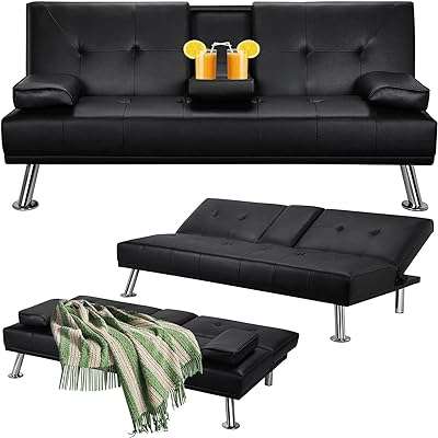 Canapé lit convertible réversible et réglable en simili cuir contemporain pliable accoudoirs. DIAYTAR COTE D'IVOIRE  - Votre adresse en ligne pour des offres discount irrésistibles. Trouvez tout ce dont vous avez besoin, du mobilier aux appareils électroniques en passant par les tendances de la mode, et profitez de nos prix imbattables. Réinventez votre façon de faire des achats et économisez dès maintenant !