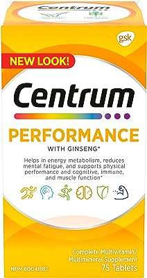 Comprimés de supplément multivitaminés et minéraux centrum performance avec ginseng 75. DIAYTAR COTE D'IVOIRE, la référence en matière de shopping discount en ligne. Découvrez notre vaste sélection de produits allant de la maison à l'informatique, en passant par l'électroménager et la mode. Avec des prix défiant toute concurrence, vous pourrez satisfaire toutes vos envies sans vous ruiner. Faites des économies tout en achetant des produits de qualité chez DIAYTAR COTE D'IVOIRE .