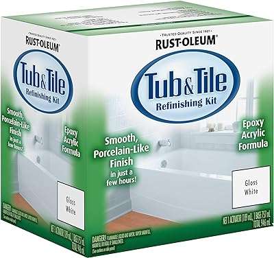 Rust oleum 384165 kit de finition de baignoire et de carrelage en 2 parties. DIAYTAR COTE D'IVOIRE  - Le paradis des bonnes affaires en ligne ! Avec notre large éventail de produits discount, vous trouverez tout ce dont vous avez besoin à des prix incroyablement bas. Des articles pour la maison aux appareils électroménagers, des ordinateurs aux vêtements à la mode, des gadgets uniques aux accessoires indispensables, nous sommes votre guichet unique pour des économies inégalées !