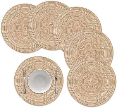 Ensemble de chemin de table tressé rond tissé résistant à la chaleur 5 pièces pour tables. DIAYTAR COTE D'IVOIRE, votre destination shopping pour des réductions imbattables ! Parcourez notre vaste sélection de produits à petits prix, des appareils électroménagers aux accessoires informatiques, en passant par les tenues tendance et les gadgets à la pointe de la technologie. Restez à la mode tout en économisant avec nos offres exceptionnelles !