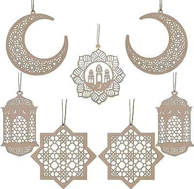 Décorations ramadan kareem 7 pièces pendentif en bois breloque lune étoile. DIAYTAR COTE D'IVOIRE  - votre guichet unique pour des produits discount dans tous les domaines. Redécorez votre maison, améliorez votre cuisine, restez à la pointe de la mode et profitez des derniers gadgets, le tout à des prix exceptionnels. Dites adieu aux achats coûteux et bienvenue aux bonnes affaires !