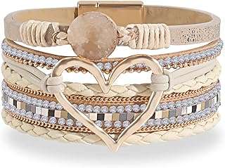 Bracelet en cuir multicouche en forme de cœur style bohème fermoir magnétique en strass pour femmes. DIAYTAR COTE D'IVOIRE  est la référence en matière de produits discount en ligne. Parcourez notre catalogue et trouvez des articles indispensables pour la maison, des appareils électroménagers de qualité, des solutions informatiques abordables, des vêtements tendance et des gadgets à des prix incroyables.