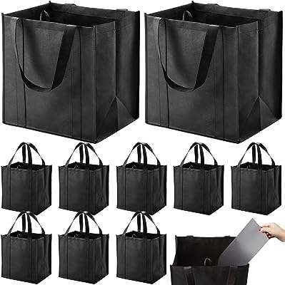 Ensemble de 10 sacs d'épicerie et fourre-tout réutilisables très résistants grand