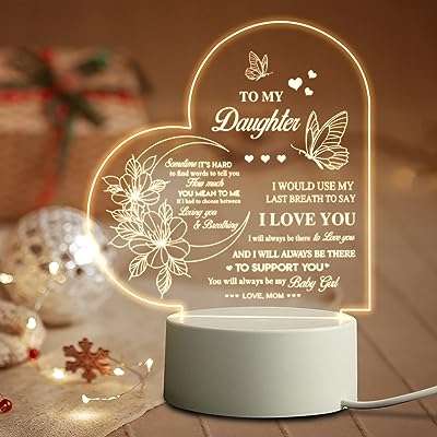 Veilleuse en acrylique avec base pour fille noël fête des mères cadeau de thanksgiving. Découvrez DIAYTAR COTE D'IVOIRE, votre nouvelle destination pour des achats discount en ligne. Parcourez notre large assortiment de produits allant des articles pour la maison aux appareils électroniques, en passant par la mode et les gadgets, et bénéficiez de réductions incroyables. Ne cherchez plus ailleurs, nous avons tout ce qu'il vous faut à des prix compétitifs.