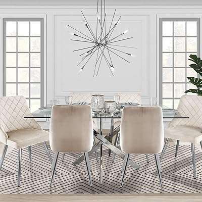 Ensemble de 6 grandes tables à manger davos avec cadre chromé et plateau en verre. DIAYTAR COTE D'IVOIRE  - La boutique en ligne qui vous offre des prix imbattables sur une large gamme de produits discount. Ajoutez du style à votre maison avec nos articles de décoration, simplifiez votre quotidien avec des électroménagers modernes, restez connecté avec nos gadgets technologiques et adoptez les dernières tendances de la mode sans vous ruiner. Faites de bonnes affaires à chaque achat chez nous !
